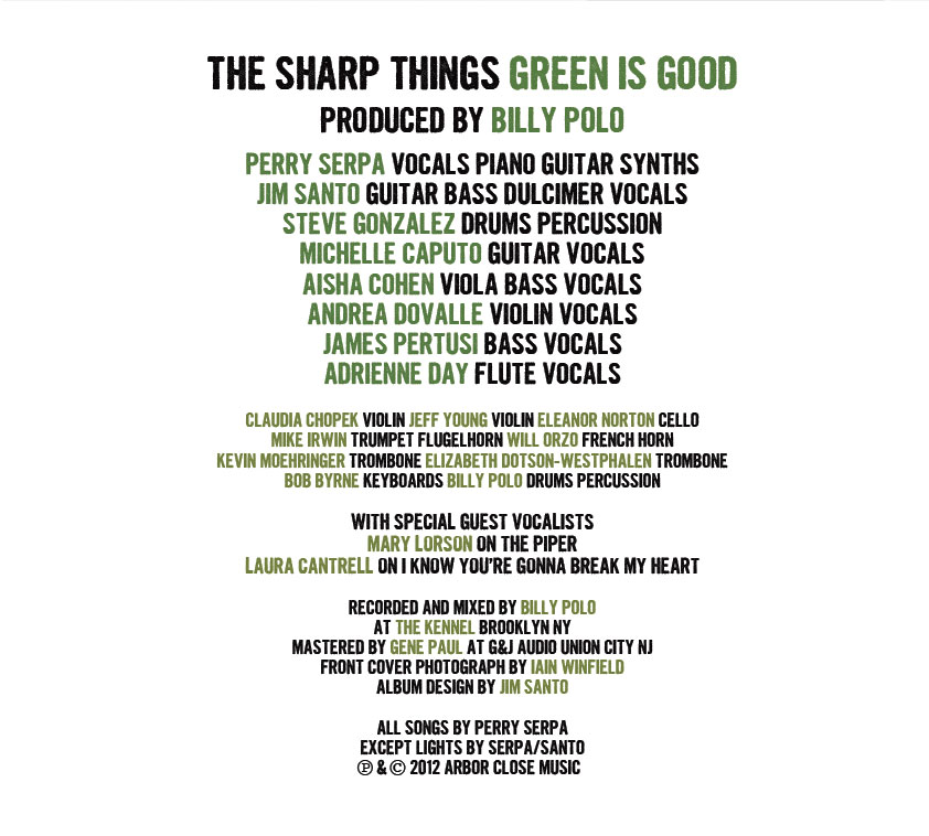 The Sharp Things, Green Is Good album cover [inside]