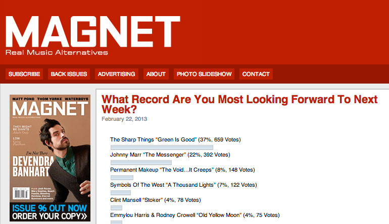 The Sharp Things' Green Is Good wins Magnet Magazine reader's poll