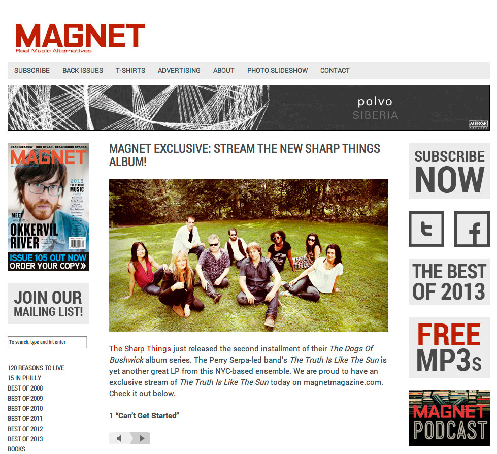 Exclusive album stream of The Truth Is Like The Sun by The Sharp Things on magnetmagazine.com